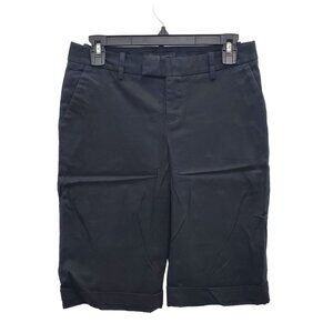 Banana Republic Martin Fit Women's Black Stretch 12" Cuffed Dress Bermudas Sz‎ 2